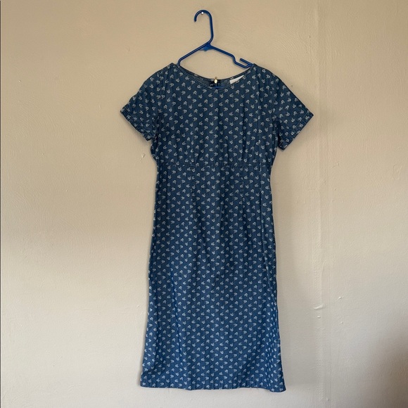 Liz Claiborne Dresses & Skirts - Vintage Liz Claiborne Navy Patterned Midi Dress 8